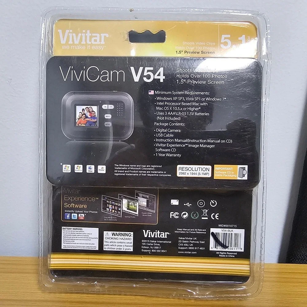 Vivitar ViviCam 46 4.1MP Digital Camera Black‎ New
